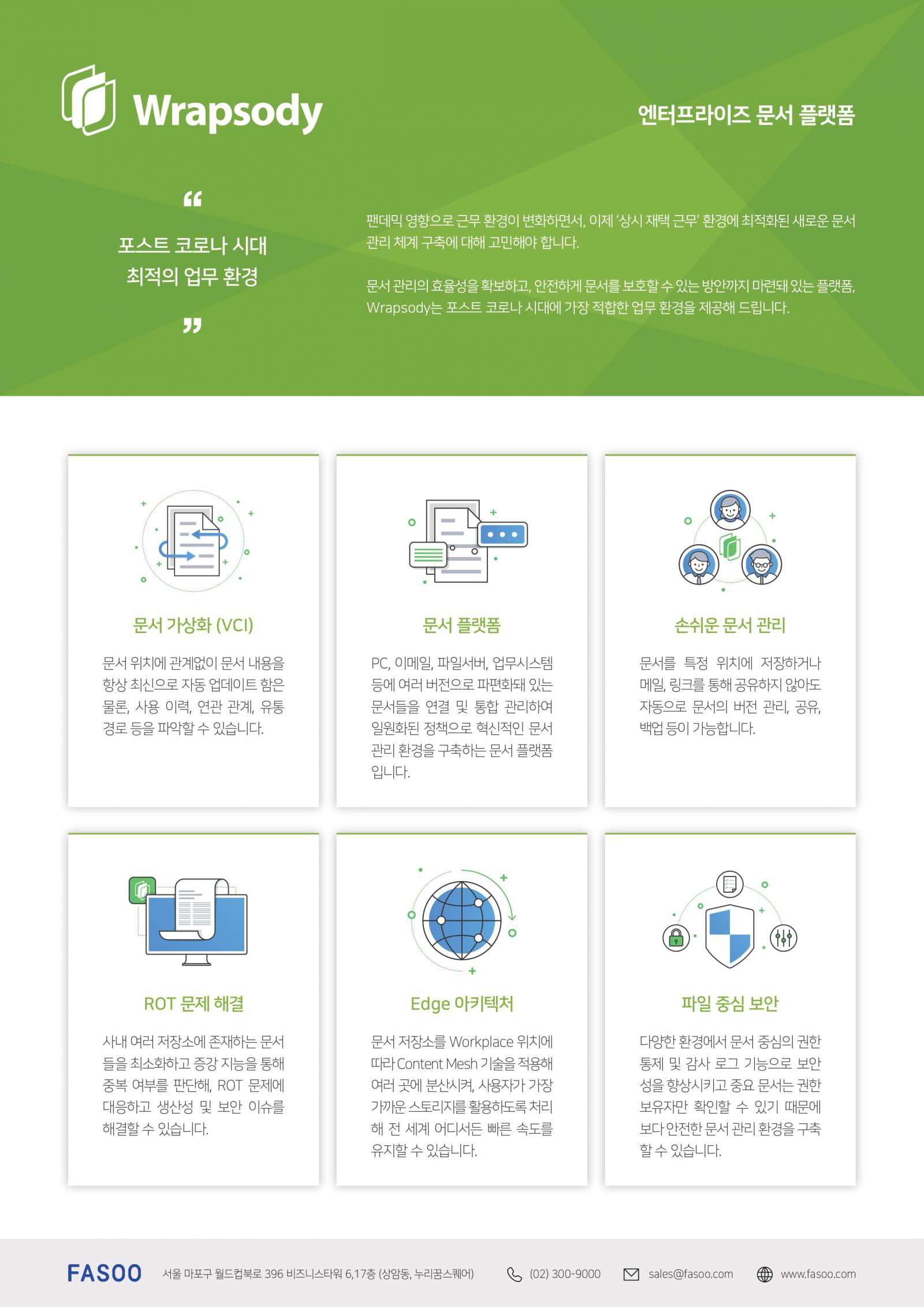 문서 자산화, 보안, 협업 플랫폼(Wrapsody) 브로슈어 Fasoo
